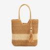 Bolso de paja casual con borla de cuentas de madera, nuevo bolso de paja con combinación de colores, bolso tejido, bolso de playa para vacaciones, bolso de mujer que combina con todo