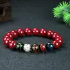 Pulsera de Arena Dorada Morada, Cuentas de Vidrio de Ceniza Fragante, Diseño DIY, Estampado en Caliente de los Cinco Elementos, Pulsera de Año de Nacimiento para Hombres y Mujeres, Cinabrio