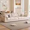 Sofá de Tela Chenille Color Crema de Nube para Sala de Estar, Diseño Moderno Minimalista de Línea Recta, Adecuado para Apartamentos Pequeños y Grandes, de Tres Plazas para Viviendas de Alquiler