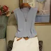 Nuevo Chaleco de Cuello Redondo para Mujer Primavera/Verano 2026, Versátil de Seda de Hielo Delgado sin Mangas de Punto Color Sólido para Usar en Capas o como Prenda Exterior