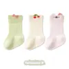 Tres Pares de Calcetines Infantiles para Primavera y Verano, Malla Grande Transpirables Sin Costuras Borde Suelto Dibujos Animados Delgados de Algodón para Bebés y Niños Pequeños