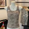Chaleco Retro Estilo Americano con Estampado de Mariposas Pura Pasión Estilo Spice Girl Prenda Exterior Superior con Almohadilla en el Pecho Cubriendo Paramilis Anti-Brillo Espalda Hermosa