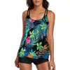 Traje de baño nuevo para mujer de Amazon transfronterizo con control de abdomen, Tankini combinado con shorts, Traje de baño de dos piezas