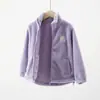 Casaco Infantil Feminino Top de Lã Granulada Espessa Cardigã com Zíper Infantil Casaco Feminino com Gola Alta Lã de Cordeiro Quente