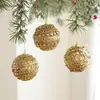 Nuevos Adornos de Bola de Navidad de Espuma Dorada con Purpurina y Lentejuelas para Decoración del Árbol de Navidad