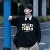 Camiseta Masculina de Outono com Gola Redonda e Manga Longa Nova Casual Solta Estampa Criativa Camiseta Masculina Pode Personalizar LOGO