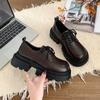 Zapatos de Cuero de Suela Gruesa Estilo Británico para Mujer, Nuevos Zapatos de Plataforma con Cordones Retro Primavera 2026, Mocasines para Personas Menudas