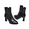 Botines de tacón alto para mujer, tacones finos, nueva colección otoño/invierno 2026, punta fina, piel suave, suela blanda, elegantes, forrados de felpa, botas de cuero hasta media pantorrilla