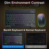 Teclado Bluetooth Retroiluminado Ruso para Tablet iPad Teclado Luminoso Colorido Ratón Español Árabe