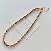 Collar de Cadena para Clavícula Estilo Maillard Otoño e Invierno Piedra Ojo de Tigre Natural de Alta Calidad Dorado Moca Perla Tahitiana de Imitación