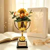 Taza de Día del Maestro, ramo tejido, producto terminado de ganchillo hecho a mano creativo, ramo de flores artificiales para maestros en el Día del Maestro