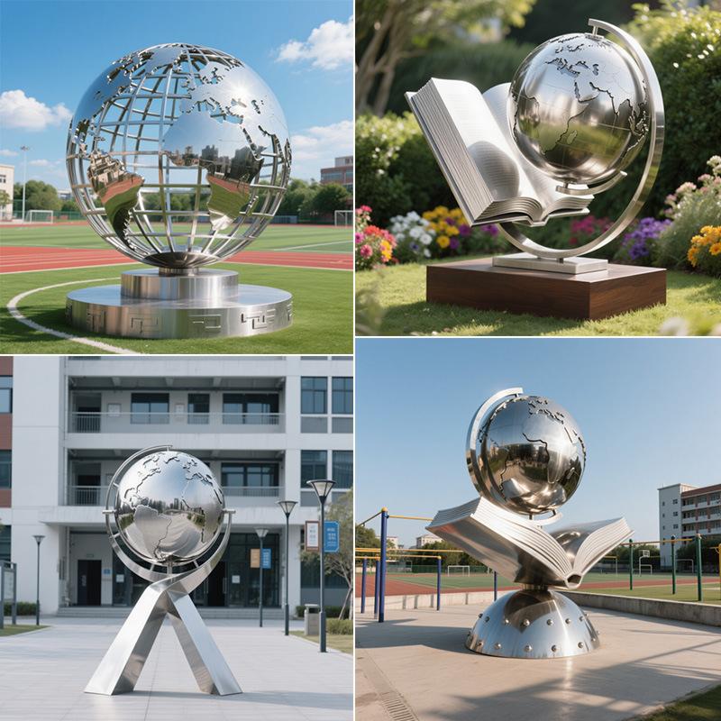 户外抽象学校不锈钢地球仪摆件