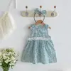 26 Roupas de Bebê para o Verão Macacão de Bebê Sem Manga Estilo Princesa Coreana Vestido Floral Segurança Classe A Vestido para Meninas