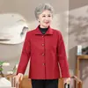 Nueva ropa de otoño para mujer de talla grande para mediana edad y mayores, abrigo de longitud media para abuela de 70 años, top vintage con solapa para personas mayores