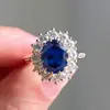 Anillo Nuevo de Diamante Zafiro, Moda Retro, Anillo Personalizado de Alta Gama, Anillo Versátil de Aleación de Zinc