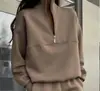 Moletom de Veludo Casual Solto com Gola Alta e Meio Zíper, Feminino, Esportivo, Outono e Inverno, Transfronteiriço Amazon, Pronto para Venda