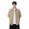 Camisa de Manga Curta de Seda de Gelo NASA Masculina Verão Estilo Fino 2026 Nova Solta Casual Camisa Jaqueta de Trabalho Meninos