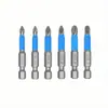 Juego de 6 Piezas de Brocas Cruzadas Antideslizantes, Bisel de Cuero Azul, Cabezal de Destornillador para Taladro Eléctrico, Cabezal de Destornillador Eléctrico Magnético Fuerte