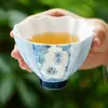 Taza de Té Jazmín Azul Tinta Borracha, Juego de Té Cerámico Personal, Gama Alta, para Uso Individual, Utensilios de Té, Artículos para el Hogar, Exquisita Taza de Té