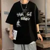 Camiseta de Manga Corta de Algodón Puro Transfronteriza para Hombre Verano Nueva Holgada Americana Moderna Versátil Guapo Juvenil Top de Media Manga