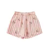 Conjunto de Verano para Niñas Wulibuyi: Camiseta de Manga Corta con Estampado de Dibujos Animados Suave y Lindo y Shorts Casuales Rayados Refrescantes