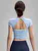 Top de Yoga Direto da Fábrica Fino Peça Única com Bojo Fixo Manga Curta Verão Malha Slim Fit Top Esportivo Fitness Manga Curta