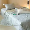 Conjunto de 4 peças de colcha de verão fina estilo coreano ins com bolinhas, 60 contagens, Lenzing Tencel, refrescante, sedosa e fresca, para ar condicionado de verão