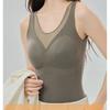 Nova roupa íntima feminina com forro de lã hidratante, espessada, outono e inverno, gola em V, top térmico com almofada no peito, colete térmico para mulheres
