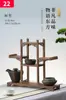 Estante para Juego de Té de Madera Maciza, Estante Pequeño de Exhibición, Estante con Múltiples Compartimentos, Soporte para Tetera de Arcilla Púrpura, Base de Piedra