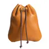 Bolsa de la suerte con cordón de cuero genuino, bolsa con cordón de piel de vaca, bolsa de almacenamiento para cambio con cordón, monedero vintage, bolsa de almacenamiento para auriculares, monedero