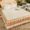 Faldón de Cama con Borde de Encaje Europeo Estilo Colcha Pieza Única Estilo Princesa Encaje Cubierta Protectora Delgada para Cama de 1.8m Resistente al Polvo Verano