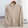 Estilo Otoño e Invierno Suéter de Lana para Hombre Suéter Tejido Holgado Solapa Suéter de Cachemira Camiseta de Manga Larga Suéter Tejido Suéter de Lana para Hombre