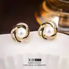 Brincos de Tarraxa Pérola Envolto Micro Pave Retrô para Mulheres Exquisitos Elegantes Estilo Coco Chanel Clipe de Orelha Espiral Leve Luxo Orelha com Sensação de Alto Padrão