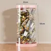 Balde de Armazenamento Cilíndrico Grande Capacidade Rack de Armazenamento de Garrafas Vazias Produtos de Cuidados com a Pele para Bonecas Acrílico Cosméticos Frascos Transparentes Potes