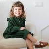 Vestido Longo de Veludo Cotelê Espesso Estilo Nórdico Outono e Inverno para Meninas, Roupa Infantil, Vestido Longo com 26 Botões de Renda para Bebês Meninas