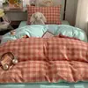 Conjunto de Roupa de Cama Estudantil Super Macio 100% Algodão para Dormir Nu, Conjunto de Três Peças para Estudantes, Cama de Solteiro, Cama Elástica, Conjunto de Quatro Peças 100% Algodão para Dormitório