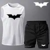 Ropa de Entrenamiento de Fitness de Verano Conjunto de Dos Piezas Color Sólido Estampado de Letras Chaleco de Secado Rápido Traje de Shorts Deportivos Casual de Moda