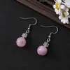 Novos Brincos de Pedra Natural com Contas Femininos Personalizados Estilo Retrô Liga Metálica Flor Pequena Cristal Azul Pedra Olho de Tigre Joia de Orelha