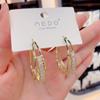 Pendientes de Aro de Metal con Sensación de Lujo Ligero y Alta Gama para Mujer, Estilo Coreano, Pendientes de Cristal Super Brillantes con Pin de Plata, Pendientes de Moda Nuevos 2023