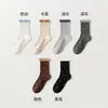 Novas meias de algodão quentes florais para outono e inverno, estilo coreano, com acabamento em renda, comprimento até a panturrilha, duráveis, sem costura, fofas e modernas para mulheres