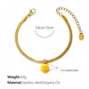 Moda Europea y Americana Colorido Colgante Redondo con 26 Letras Inglesas, Pulsera de Cadena Hueso de Serpiente Plana, Joyería de Nicho Chapada en Oro de 18 Quilates