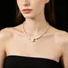 Colar de Pérolas Esmagadas Prata de Alto Padrão Retrô Design de Nicho de Luxo Leve Corrente para Clavícula Elegante Temperamento Gentil Gargantilha