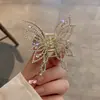 Presilha de Cabelo Borboleta para Mulheres, Acessório de Cabelo para a Parte de Trás da Cabeça, Presilha Tubarão, Temperamento Elegante Coreano, Celebridade da Internet, Strass, Sensação de Luxo