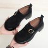Zapatos de Velcro para Mujer Dropshipping, Zapatos Pequeños de Cuero Retro, Zapatos de Mujer Otoño e Invierno, Tacones Gruesos, Suelas Suaves, Birkenstocks