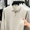 Camisa Polo Masculina Xadrez de Manga Longa com Gola, Tendência Outono 2026, Camiseta Base Fashion para Negócios Casuais Masculinos