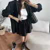 Colección de Otoño Nueva Dongdaemun Estilo Coreano Estilo Perezoso Terciopelo Mate Chaqueta Holgada con Capucha + Conjunto de Shorts con Cintura Elástica para Mujer
