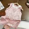 Vestido de Tirantes de Satén Rosa con Lazo Nuevo de Verano para Niñas Estilo Francés Bebé Estilo Chanel Vestido Formal de un Año Comercio Exterior