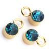 Aço inoxidável de ouro 18K pingente de diamante pingente pequeno pingente 4mm Argola plana de solda pedra de nascimento joia diy pingente de cristal