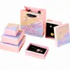 Caja de Joyería Pintura al Óleo 3D Rosa en Stock, Caja para Pendientes y Anillos, Caja de Almacenamiento para Collares, Caja de Empaque para Joyería con Tapa abatible