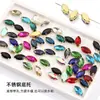 Base Dourada Quatro Garras Marquise Strass Acessórios Vidro Strass Costurados à Mão DIY Vestido de Casamento Sapato Roupa Decoração Acessórios Strass Marquise